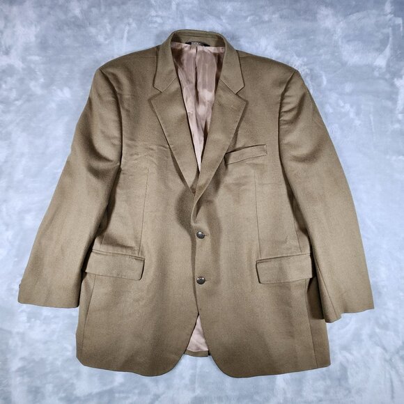 Jos A Bank Wool Cashmere Blazer Sport Coat 46R Olive Green Royal Engineers - Picture 1 of 12